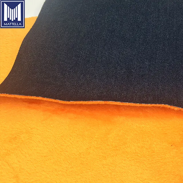 china mills woven bulk shiny waxed orange wool bonded denim fabric stock wholesale prices per meter