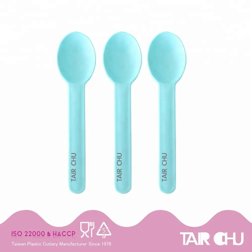 15cm Pink Color Disposable Yogurt and Ice Cream Plastic Spoon