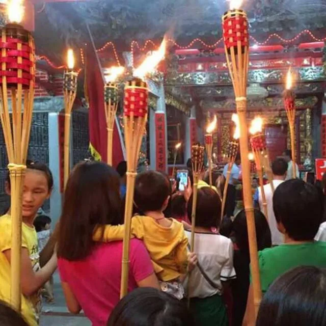 colored bamboo torch