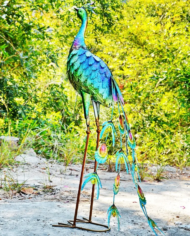 outdoor sculpture craft resin metal garden Decorative Peacock Statue