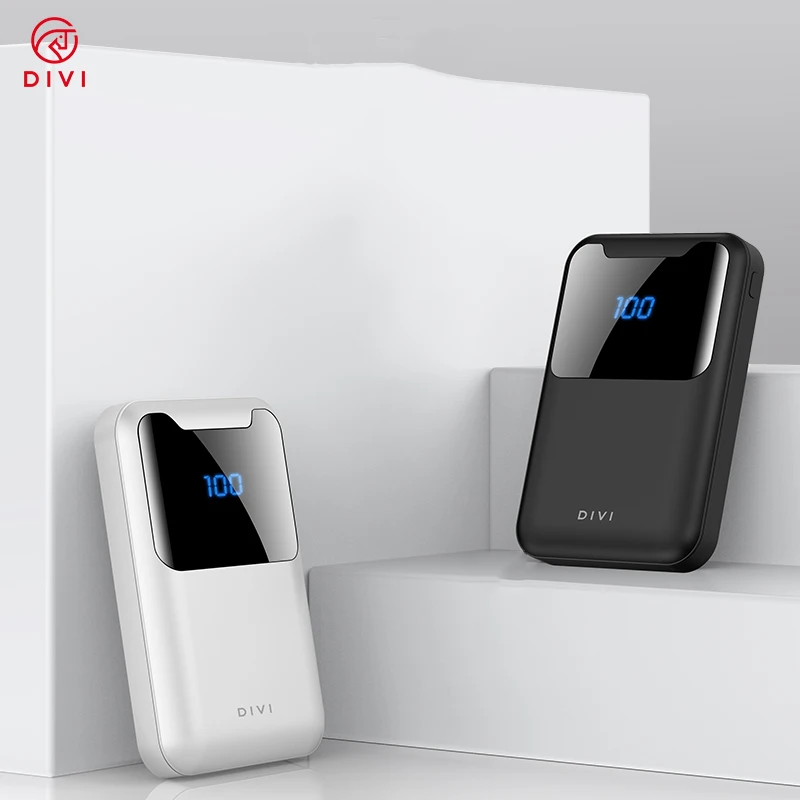 DIVI LED Display Screen power bank10000mah Lithium Battery wallet power bank Double USB Power Bank for mobile phone