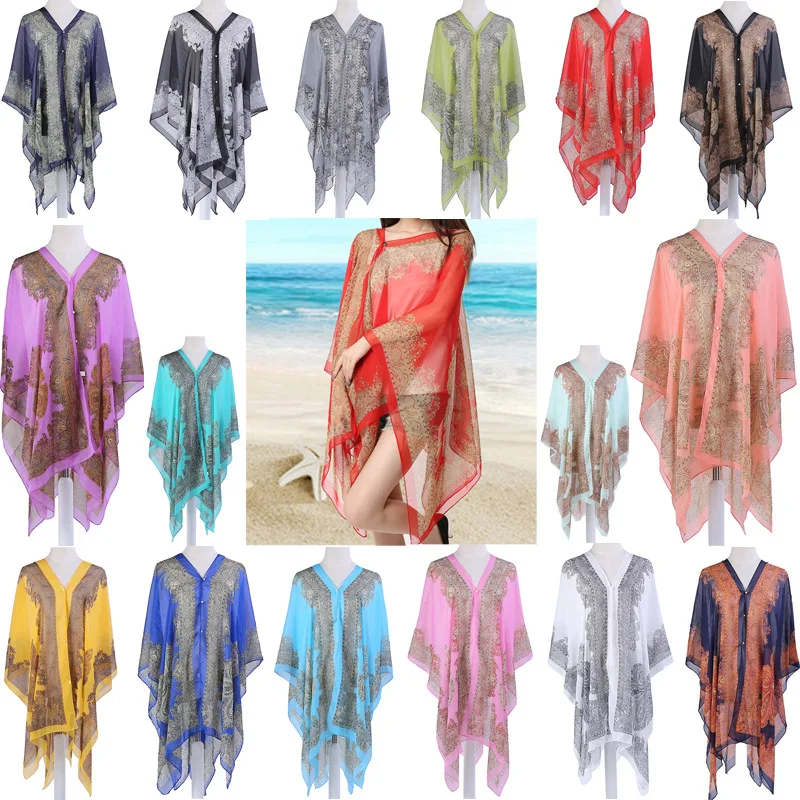 High quality print bikini swim suit bathing suits swimwear cover up beach dress