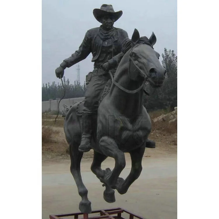 Garden decoration life size cast bronze horse rider statues horseman brass sculptures