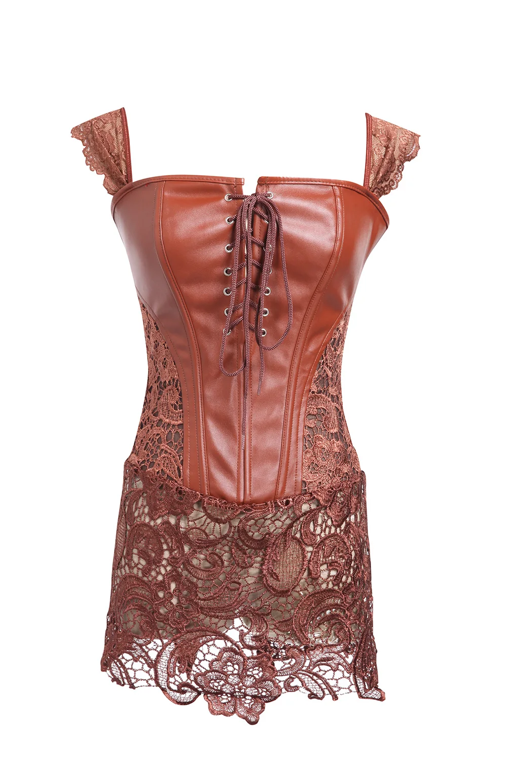 Red Leather Steampunk Gothic Clothing Women Plus Size Waist Trainer Corset