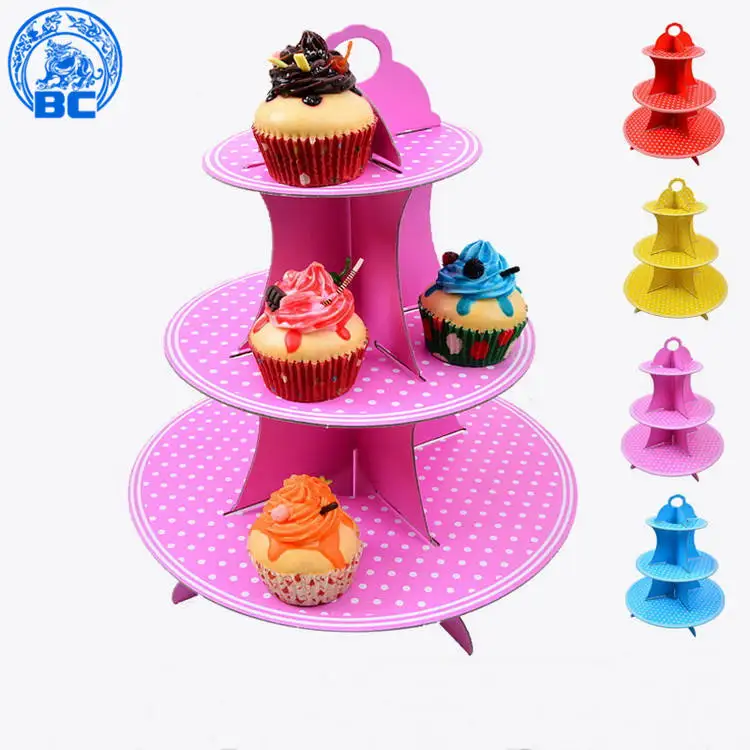 
2018 Factory supplies 3-Tier Corrugated Cupcake cake Stands for kids birthday party 