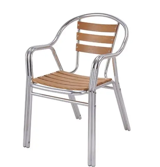 Bar stool chair made of aluminum and wood