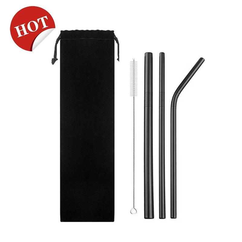Svin Amazon Hot Sale Straight and Bent Custom Stainless Steel Drinking Metal Straw