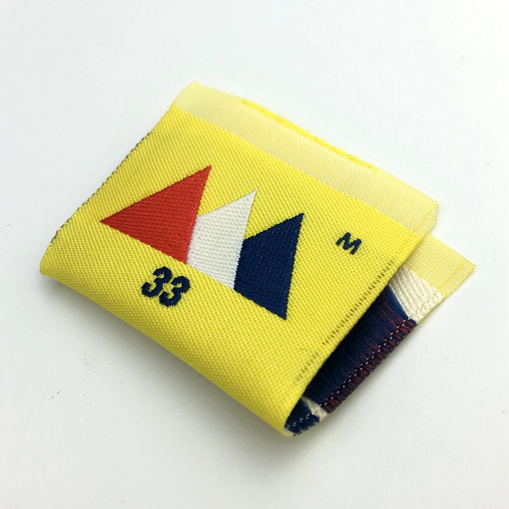 custom woven cloth labelem bossed jacquard  quality recycled satin woven label for clothing