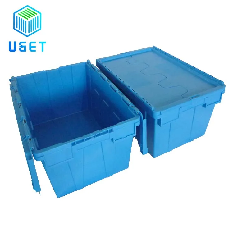 
Reusable Rental Cheap Strong Plastic Moving Bin withTag Holder Home Carrying Packaging Tote Box 