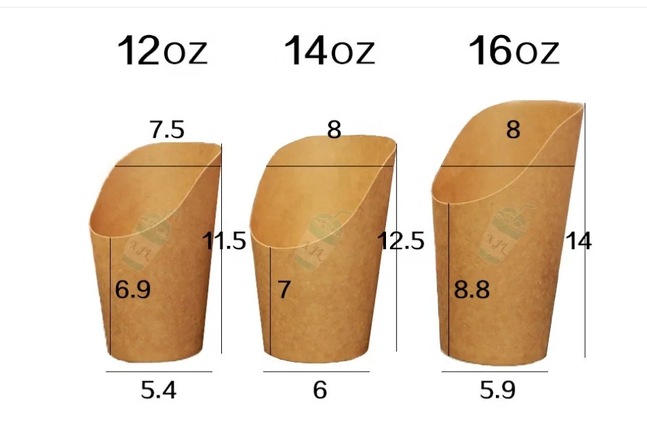 
Eco Food Packaging Kraft Paper French Fries Waffle Takeaway Box 