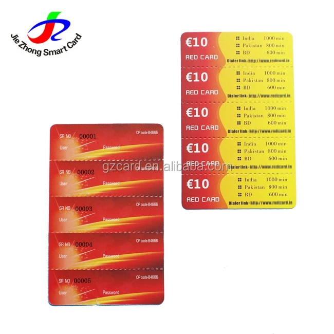 
CR80 printing mobile phone top up card scratch prepaid calling card 