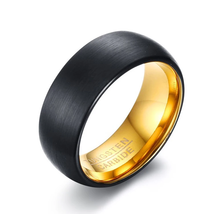 
Wholesale Brushed Finished Black And Gold Tungsten Wedding Ring <img data-src=