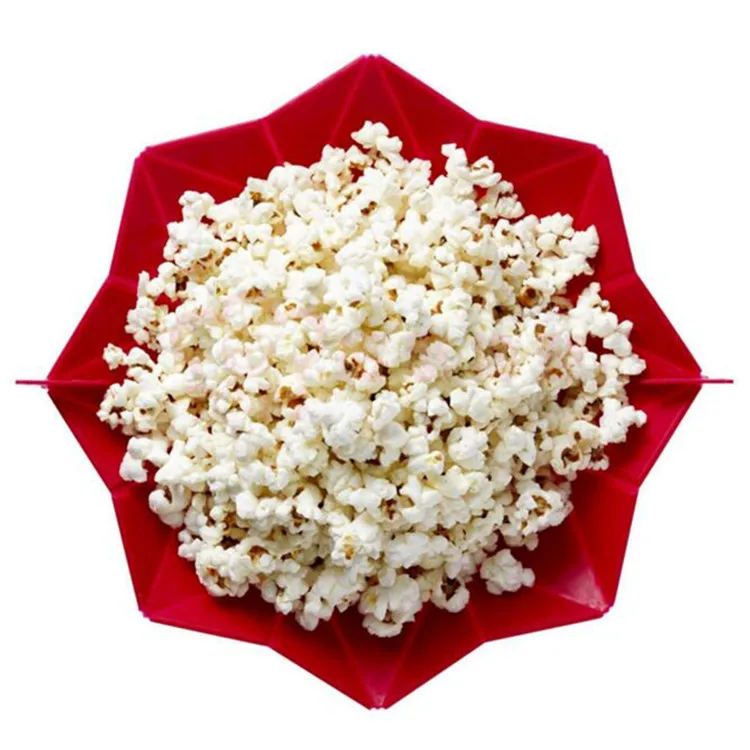 Silicone collapsible popcorn box packaging bucket cup tins bowl custom folding