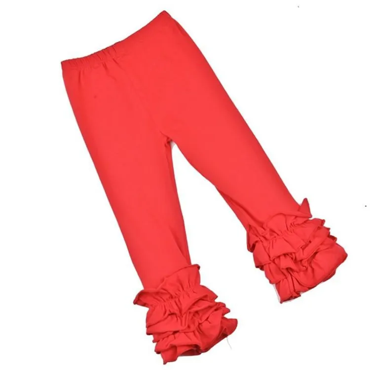 Girls ruffle pants icing leggings boutique children solid leggings wholesale little girl icing pants