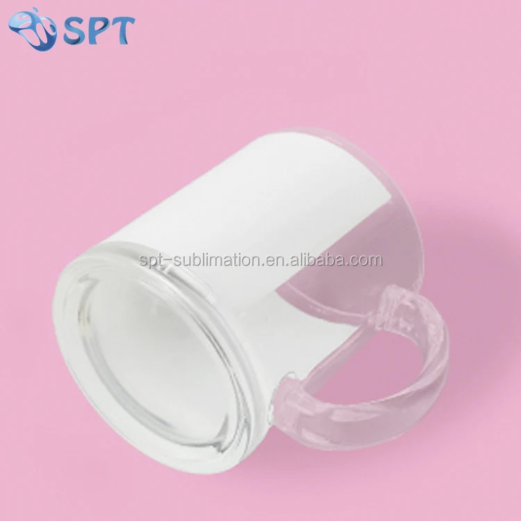11OZ transparent sublimation heat transfer printing glass mug with White Patch
