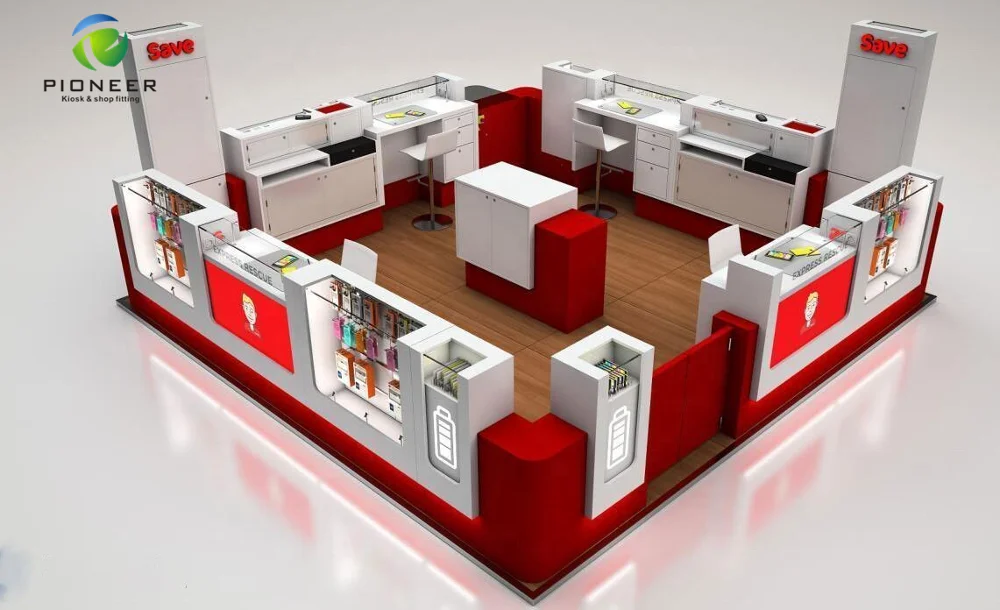 
French Save Phone Kiosk Brand Design Mobile Shop Counter Mall Cell Phone Accessary Kiosk 