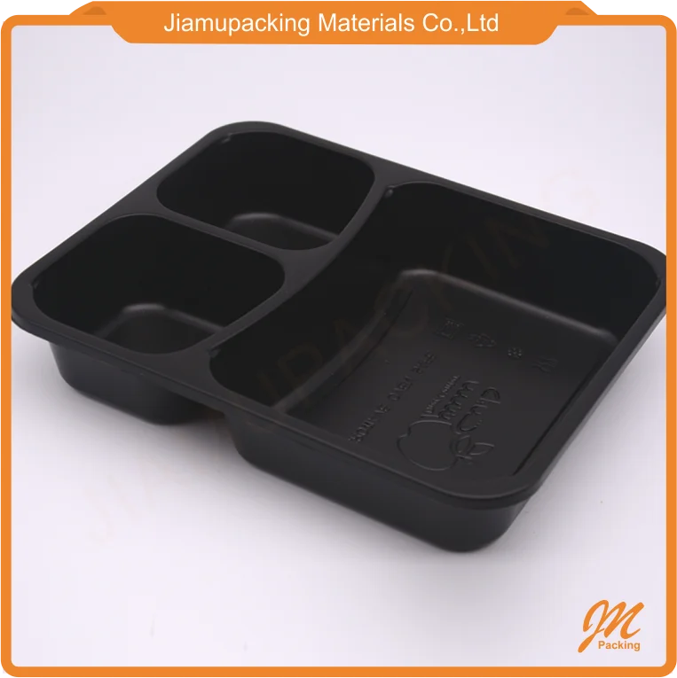 Frozen 3 compartment microwave disposable plastic food container or tray packaging