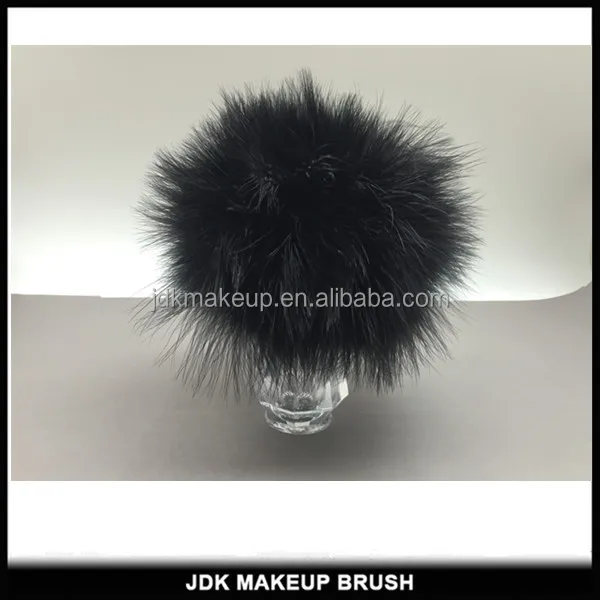 Fluffy Black Turkey Feather Refillable Makeup Powder Brush with container