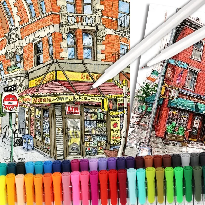 
48 Unique colors sketch drawing pen fineliner marker 