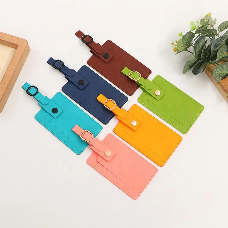 Premium PU Leather Traveler Bag Tags, Luggage Tag with Full Back Privacy Cover