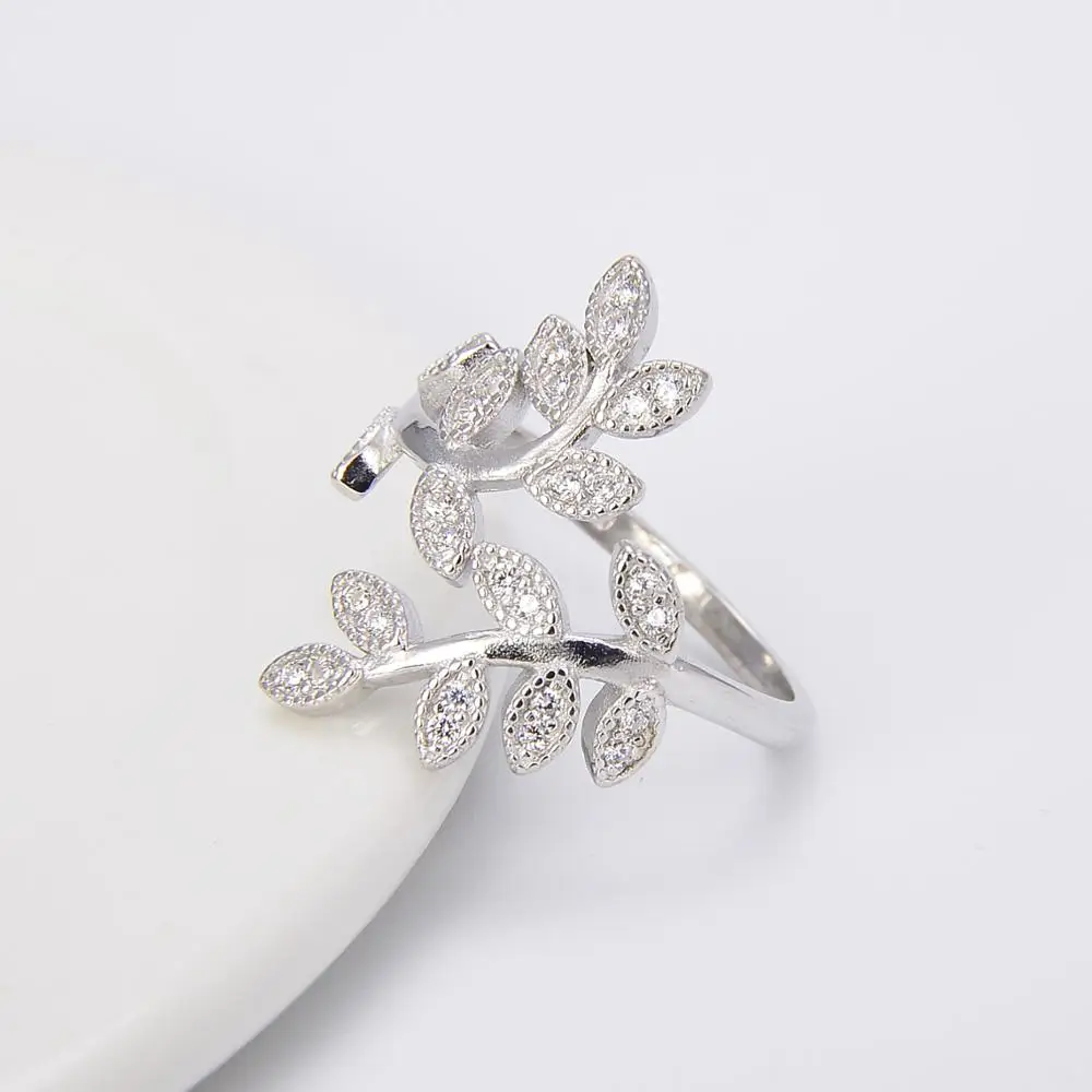 ZHILIAN 925 Sterling Silver Twisted Leaves Wishful Flower Opening Index Finger Ring