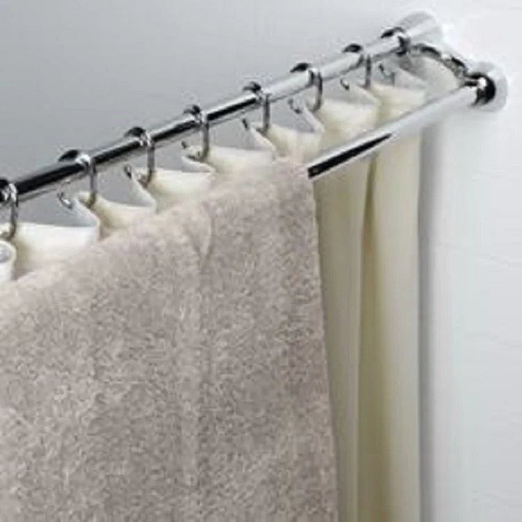 Double extensible stainless steel shower curtain rod