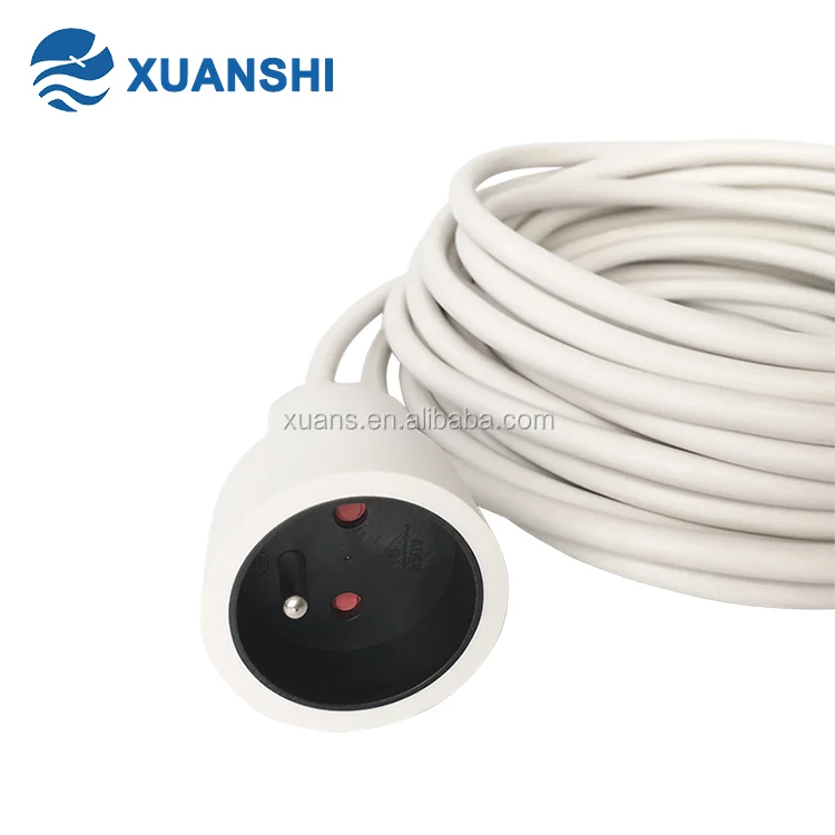 CE NF approval french type h05vv-f 3g1.0mm2 IP20 schuko power extension cord