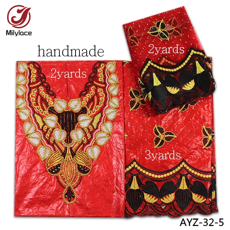 Handmade Bazin Embroidery Lace Fabric Top Quality Bazin Cotton Lace for Women Dress