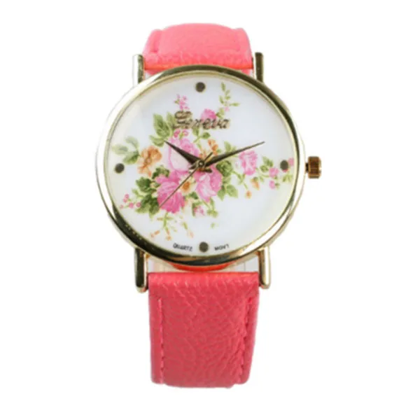 orologio donna Hot Leather Wrist Watches Flower Rose Pattern Watches For Women Gift Fashion Casual Wristwatch