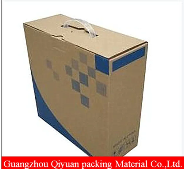 Custom design matte brown corrugated board paper big carton  laptop shipping box with handle