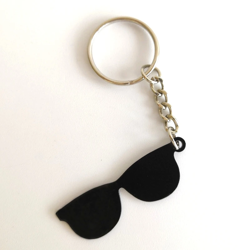 Custom High Quality Glasses Design Enamel Blue Color Keychains