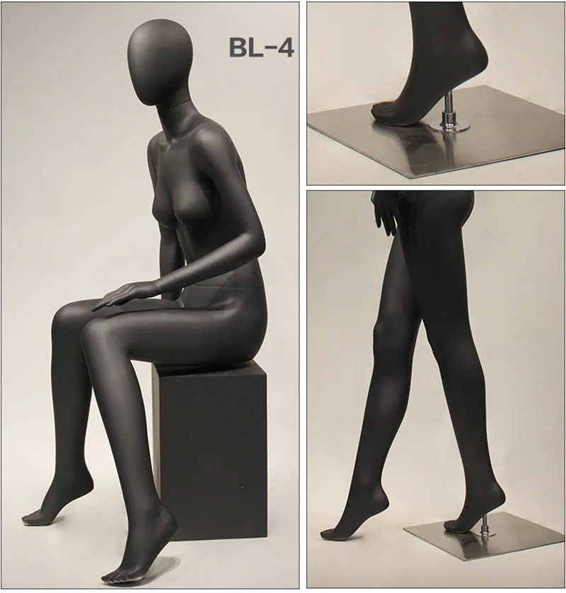 XINJI Fashion European Style Lady Mannequin Full Body Matte Black Manikin Fiberglass Mannequins Female