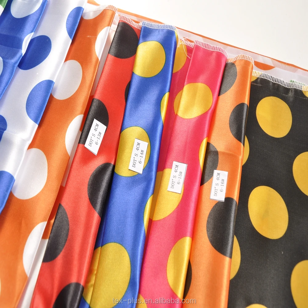 Dots style printed silk satin material fabric for christmas carnival festival decoration