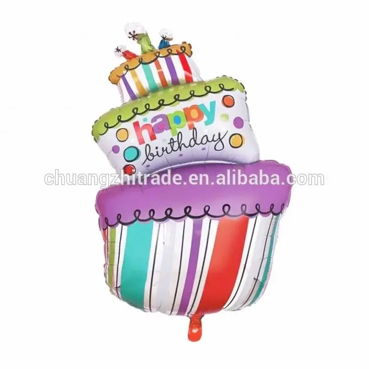 Big size foil balloons tilt crooked candle happy birthday party balloon cake shaped balloon wholesale cake decorating supply