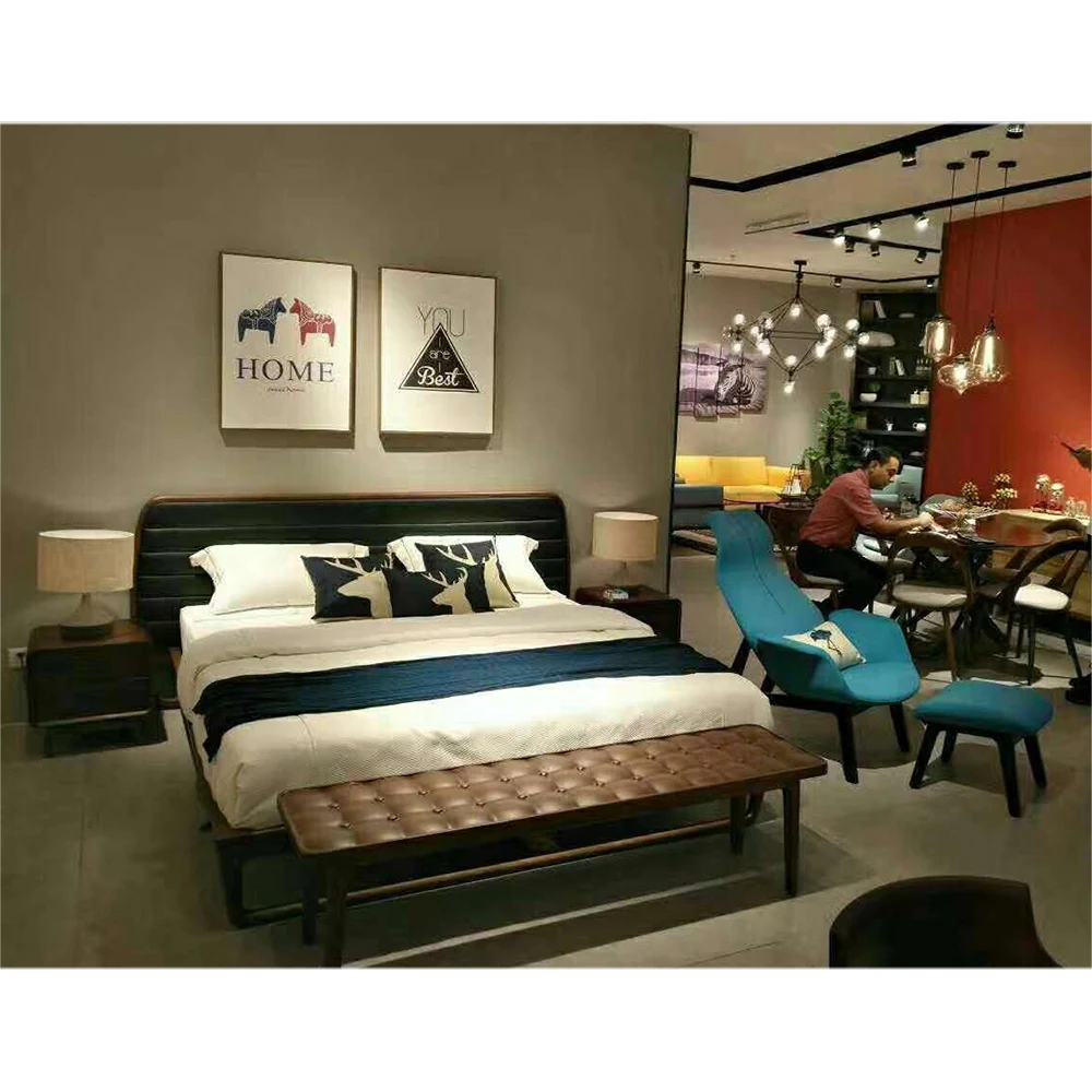 Simple style apartment queen size wood bedroom furniture set