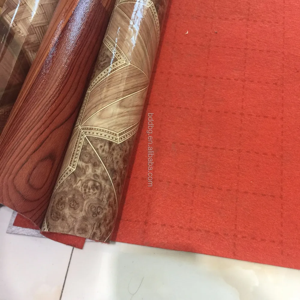 130g glossy surface red felt pvc flooring/plastic carpet/vinly roll flooring
