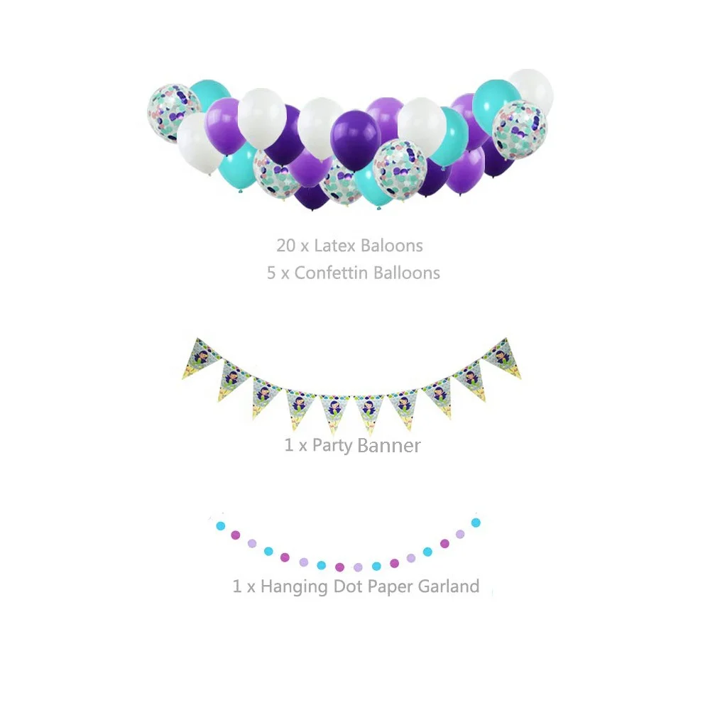 Nicro New Product 65 PCS Girl Baby Shower Mermaid Birthday Party Decoration Supplies Set