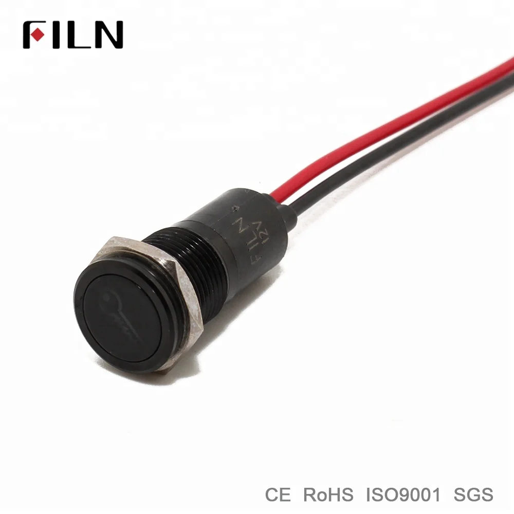 NEW 14mm 16mm 19mm waterproof IP67 12v Battery power symbol indicator light auto car warning lamp with 20cm wire
