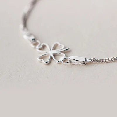 2019 925 Sterling Silver Four Leaf Clover bracelet Wholesale Jewelry