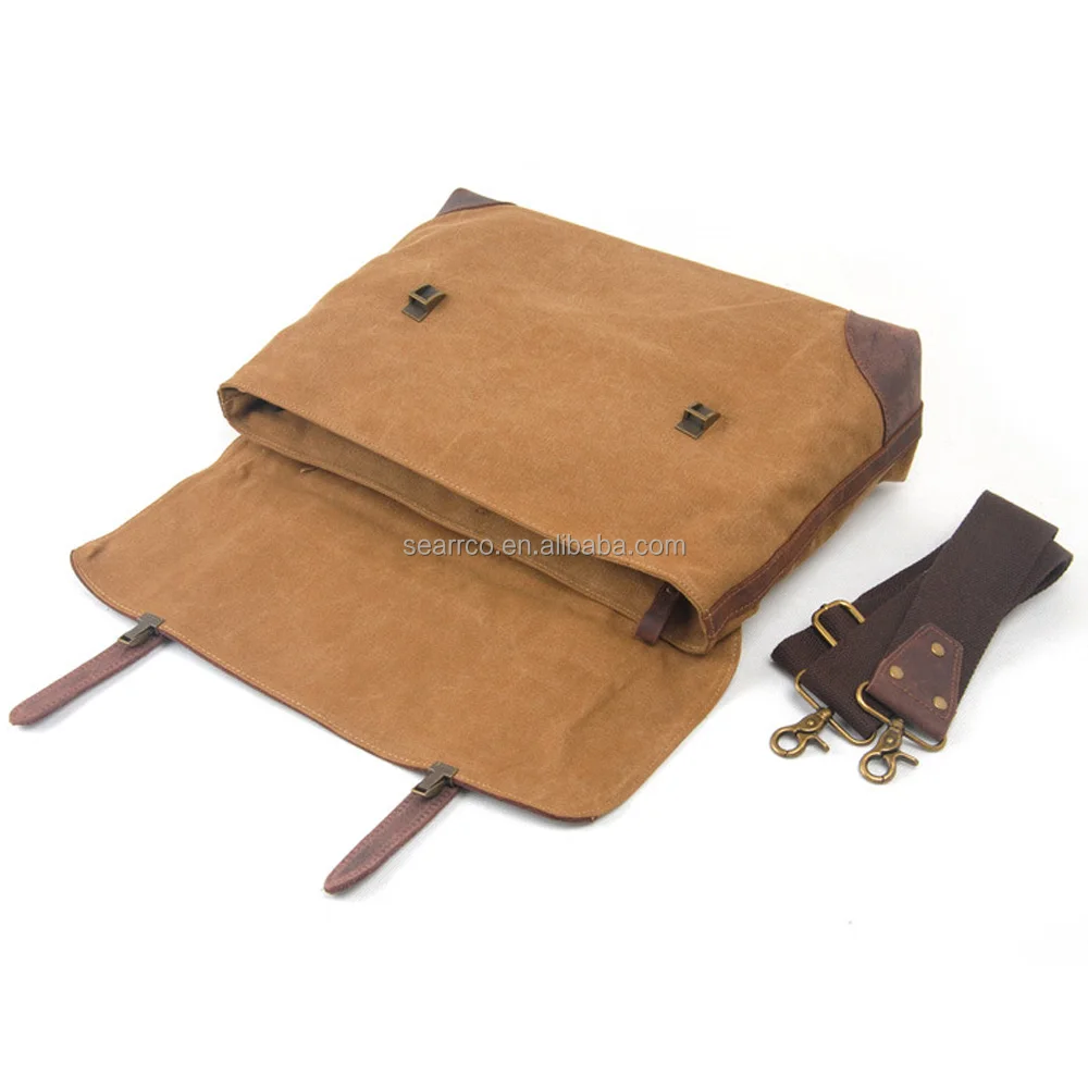 Durable Multi-purpose Waxed Canvas Men handbag Leather canvas messenger Bags