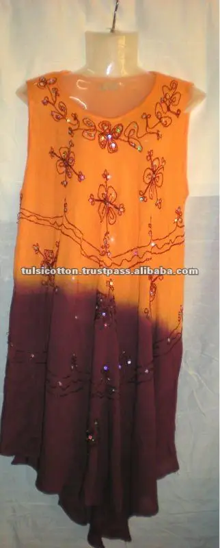 
Tie Dye sleeve less Rayon Dress 