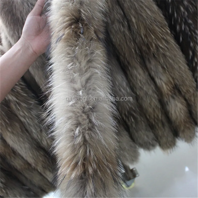 Китайский поставщик, цветная отделка из натурального меха енота для капюшона, меховая полоса