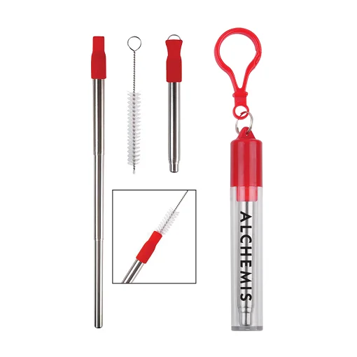 stainless steel straw, straw bag with brush, metal reusable straws YC1183