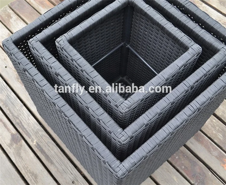 Wicker Planter Handmade Modern Custom Stackable Rattan Flower Pots