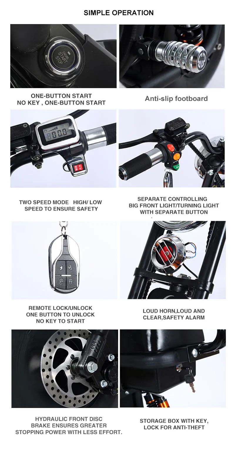 2019  most popular fat tire 60v electric scooter 2000w city coco bike