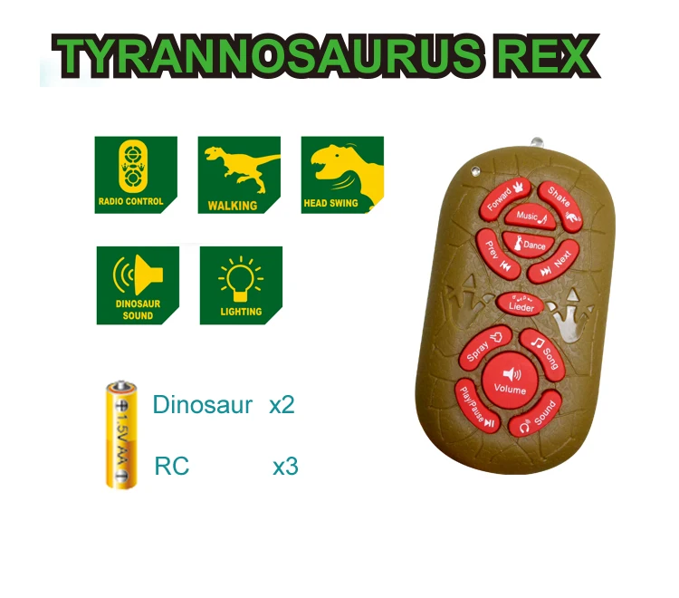 Toy realistic remote control walking dinosaurs models with spray function made in china