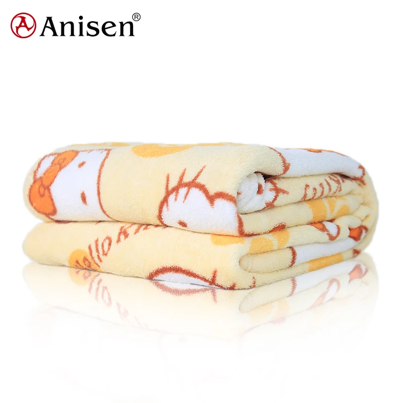 2021 Wholesale Soft Fleece Oem Custom Printing Patterns Hello Kitty Coral Baby Blanket