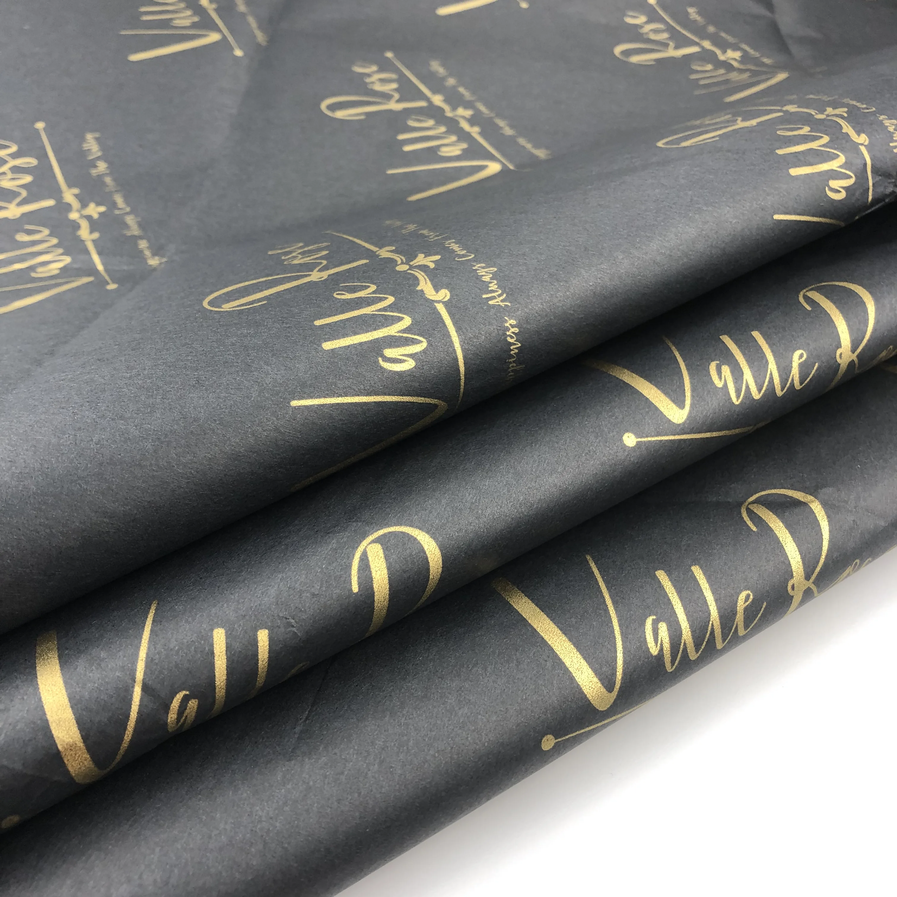 
25gsm Custom Brand Name Design Printed Cotton Package Tissue Black Paper 
