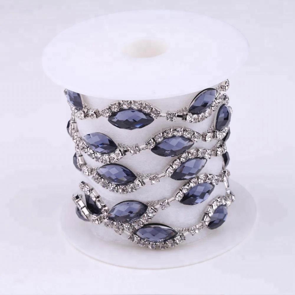 Заводская дешевая Серебряная резиновая танцевальная цепочка со стразами, роскошная модная цепочка со стразами и камнями для одежды