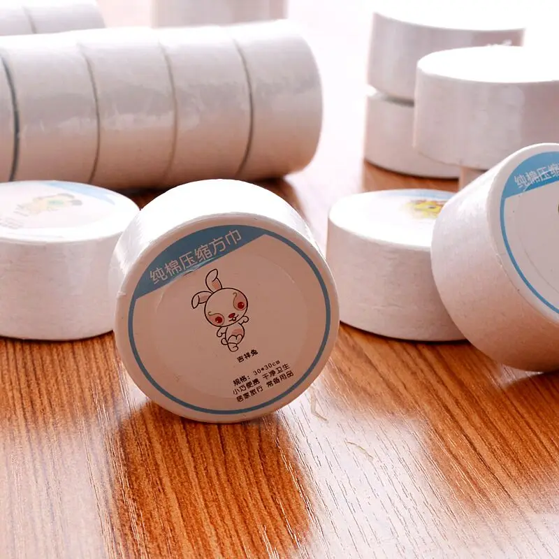 Hot Sale 100% Cotton round Shape Compact Towel Wholesale Disposable Soft Quick-Dry Woven Towel for Adults